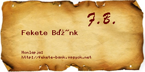 Fekete Bánk névjegykártya